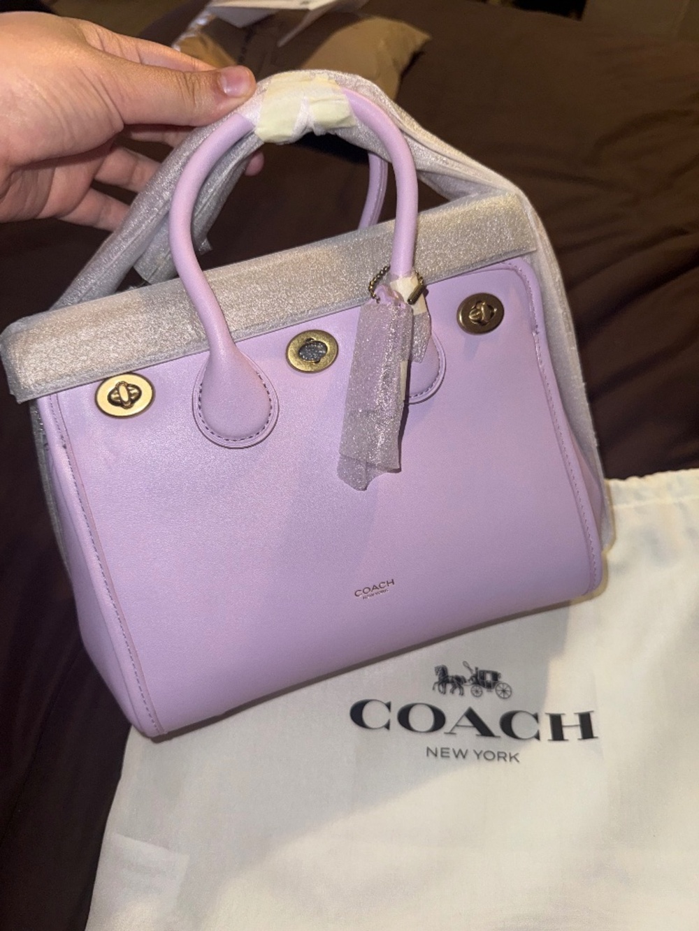 COACH Orchid Runway Turnlock Tote Bag 22